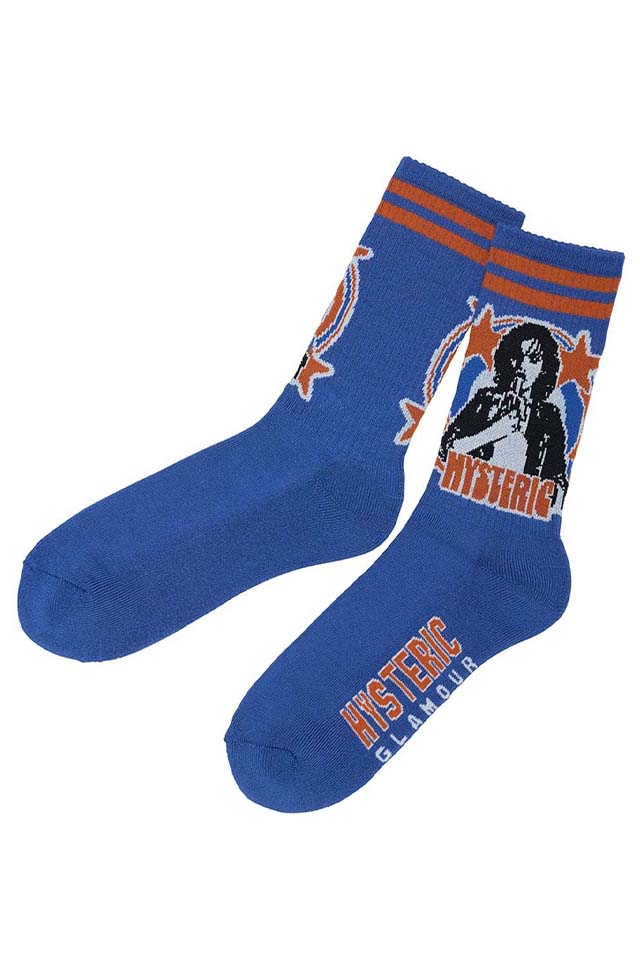 HYSTERIC GLAMOUR ヒステリックグラマー 02261QT01 WOMAN BANANA スポーツソックス BLUE 正規通販 メンズ