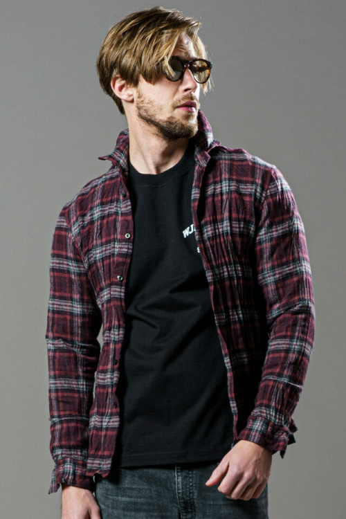 wjk ダヴルジェイケイ 4314 ch86a twist wrinkle shirt ツイストリンクルシャツ BURGUNDY 正規通販 メンズ