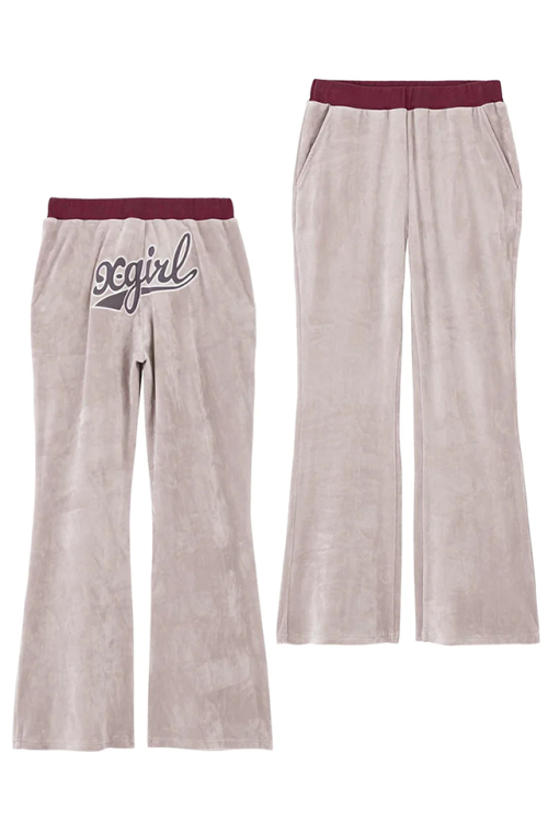 X-girl エックスガール 105233031008 VELOUR FLARE PANTS X-girl ベロアフレアパンツ GRAY 正規通販 レディース