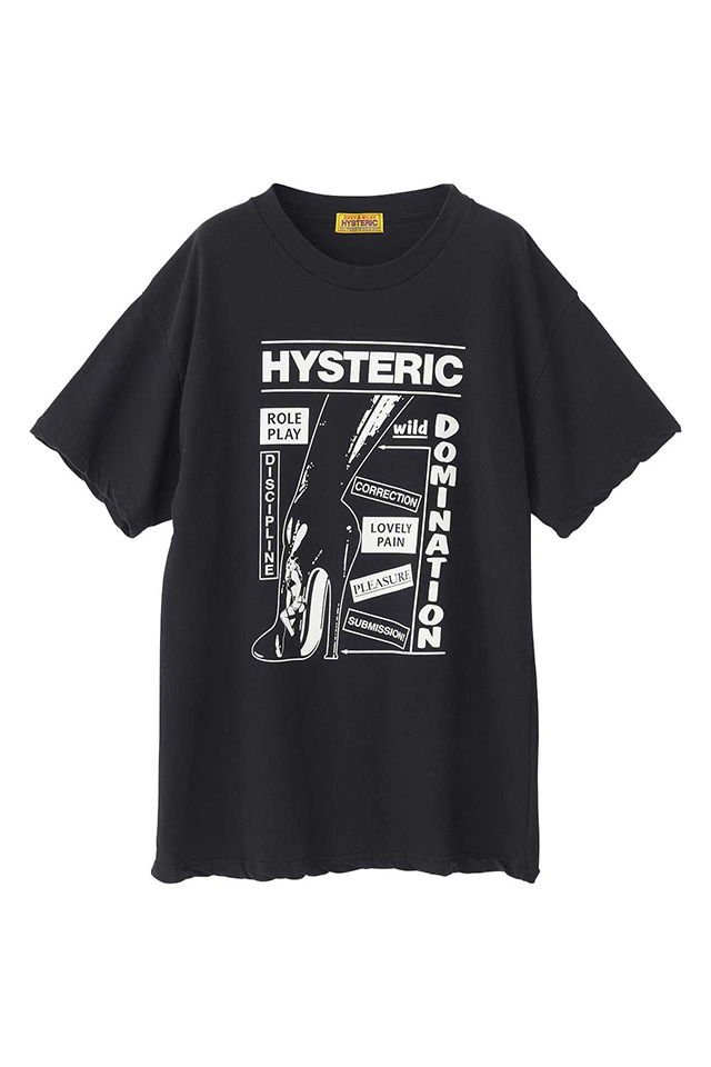 HYSTERIC GLAMOUR ヒステリックグラマー 01261CT24 HYS DOMINATRIX BOOT オーバーサイズTシャツ BLACK 正規通販 レディース