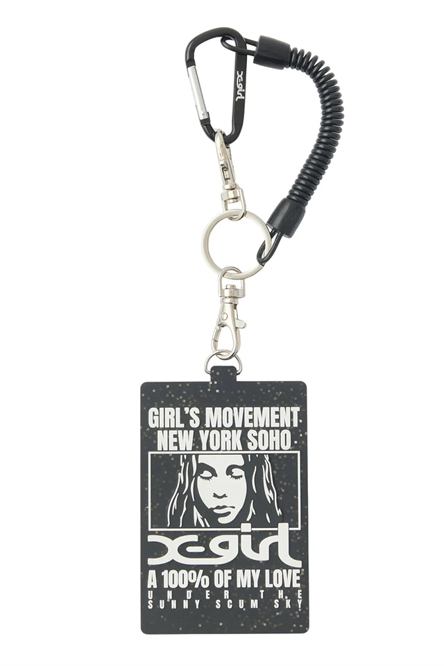 X-girl エックスガール 105263054013 FACE BOX AND MESSAGE RUBBER PASS CASE パスケース BLACK 正規通販 レディース