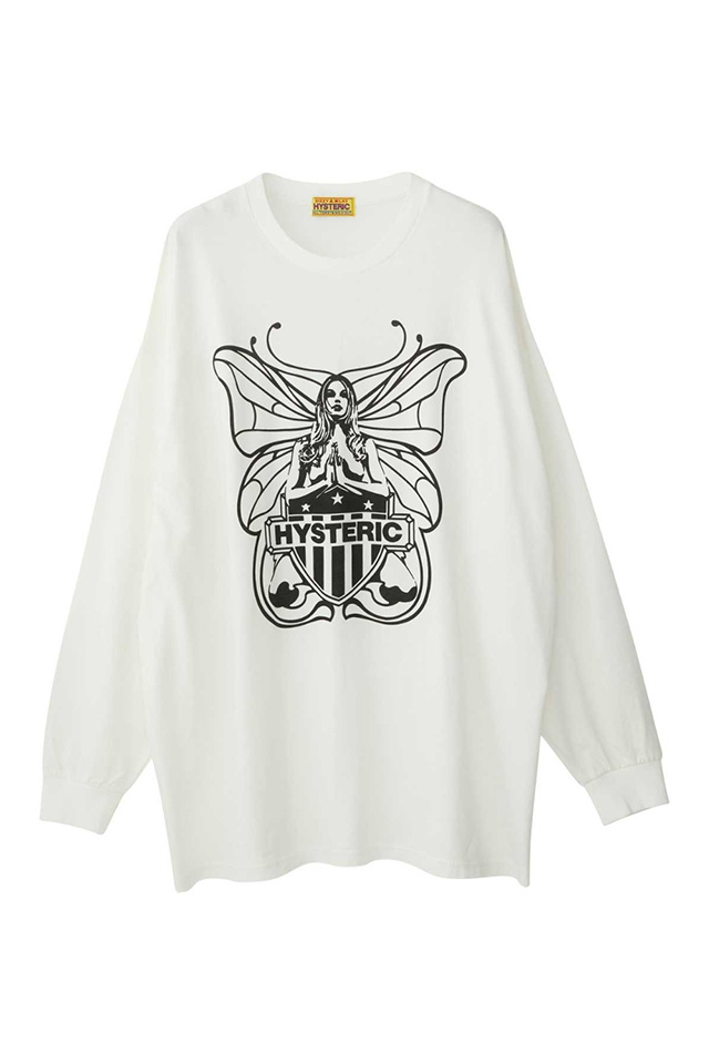 HYSTERIC GLAMOUR ヒステリックグラマー 01241CL01 LEVITATED GIRL オーバーサイズTシャツ WHITE 正規通販 レディース