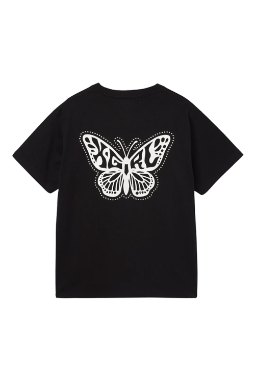 X-girl エックスガール 105263011017 RHINESTONE AND BUTTERFLY LOGO S/S TEE Tシャツ BLACK 正規通販 レディース