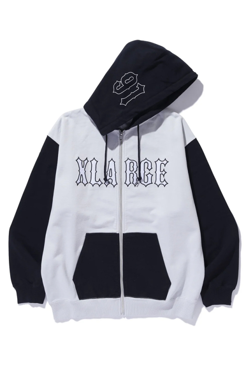 XLARGE エクストララージ 101253012007 COLOR BLOCK ZIP HOODED SWEATSHIRT ジップパーカー BLACK 正規通販 メンズ レディース