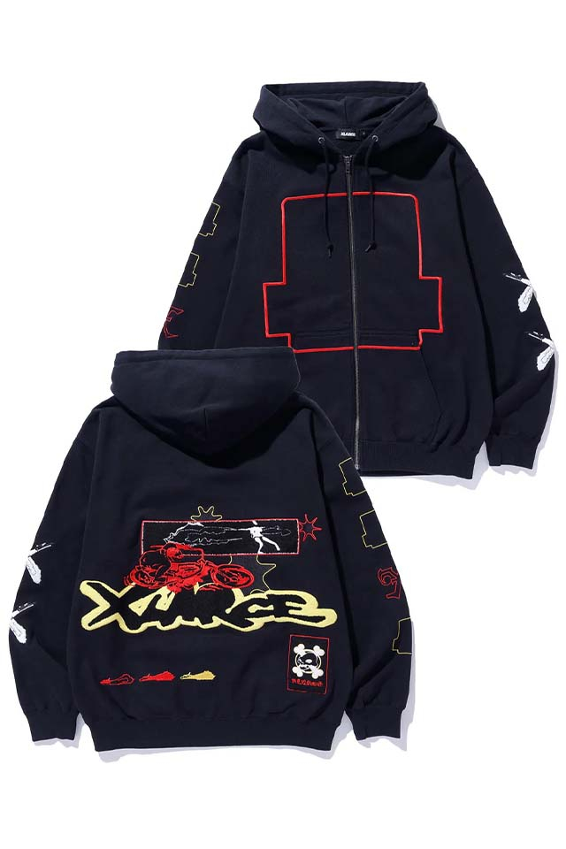 XLARGE エクストララージ 101254012019 SPEED ZIP UP HOODED SWEATSHIRT ジップパーカー BLACK 正規通販 メンズ レディース