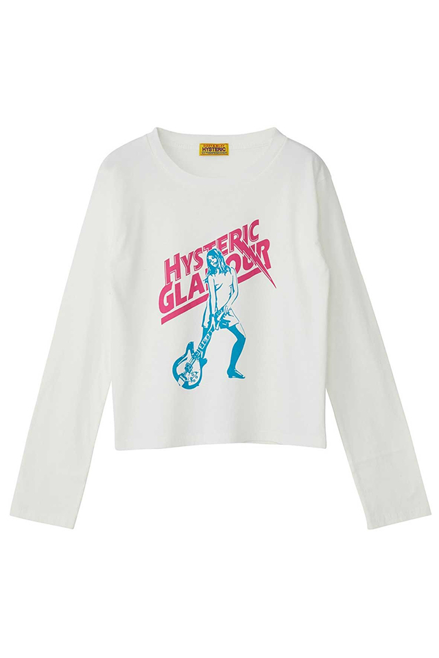 HYSTERIC GLAMOUR ヒステリックグラマー 01261CL02 HYSTERIC LIGHTNING ショート丈Tシャツ WHITE 正規通販 レディース