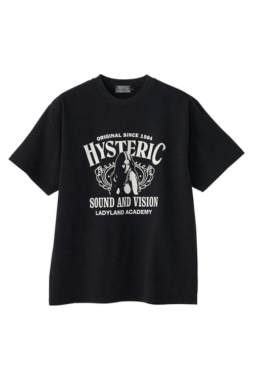 HYSTERIC GLAMOUR ヒステリックグラマー 02253CT01 LADYLAND ACADEMY Tシャツ BLACK 正規通販 メンズ