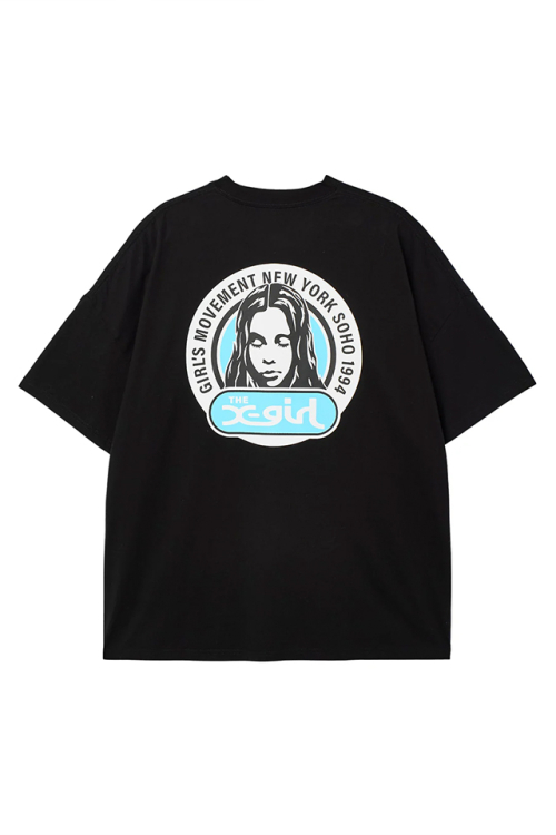 X-girl エックスガール 105262041013 CIRCLE LOGO AND FACE S/S BIG TEE DRESS Tシャツワンピース BLACK 正規通販 レディース