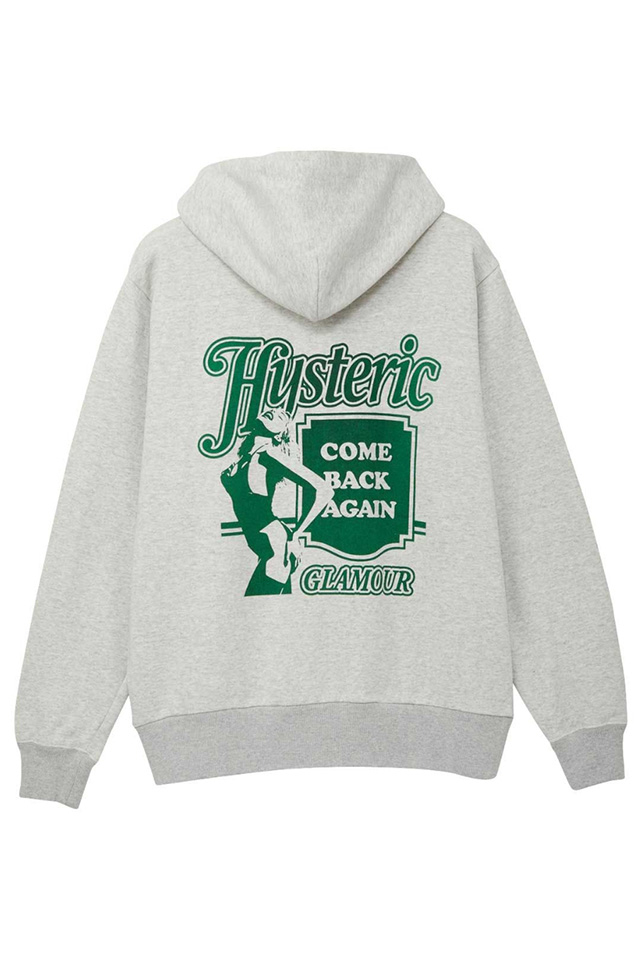 HYSTERIC GLAMOUR ヒステリックグラマー 02241CF01 COME BACK AGAIN パーカー TOP GRAY 正規通販 メンズ