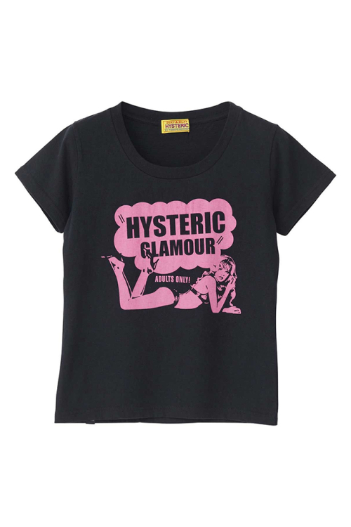 HYSTERIC GLAMOUR ヒステリックグラマー 01261CT22 HYSTERIC CLUB チビTシャツ BLACK 正規通販 レディース