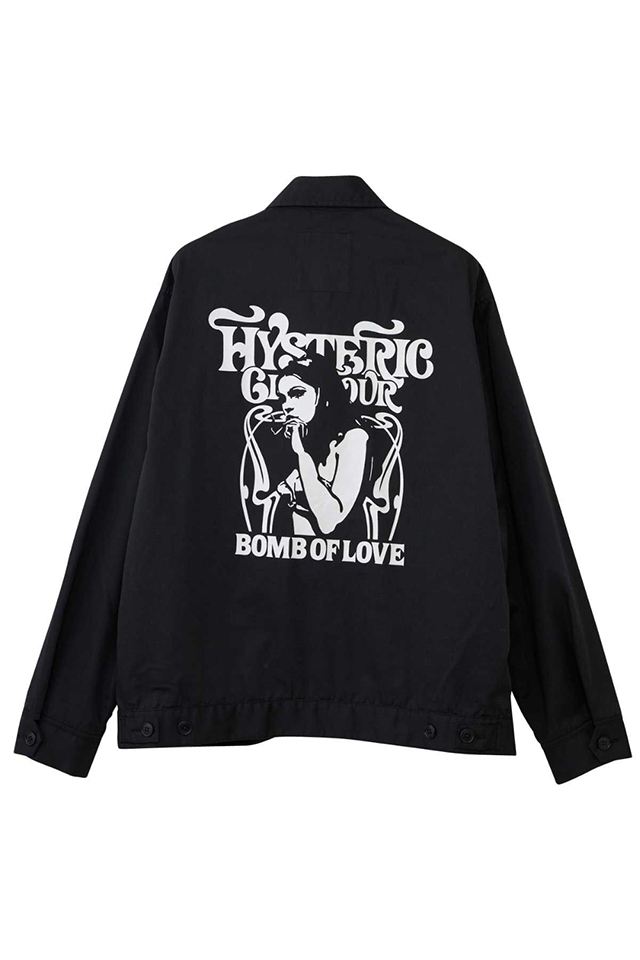 HYSTERIC GLAMOUR ヒステリックグラマー 02241AB01 SMOKING GIRL ワークジャケット BLACK 正規通販 メンズ