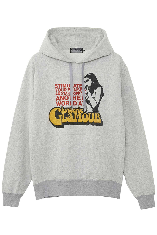 HYSTERIC GLAMOUR ヒステリックグラマー 02231CF02 SMOKING GIRL パーカー TOP GRAY 正規通販 メンズ