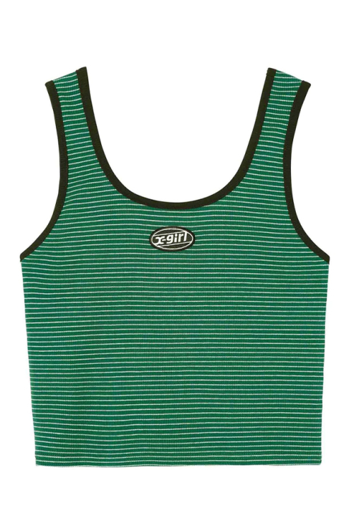 X-girl エックスガール 105232013024 OVAL LOGO TANK TOP X-girl タンクトップ GREEN 正規通販 レディース