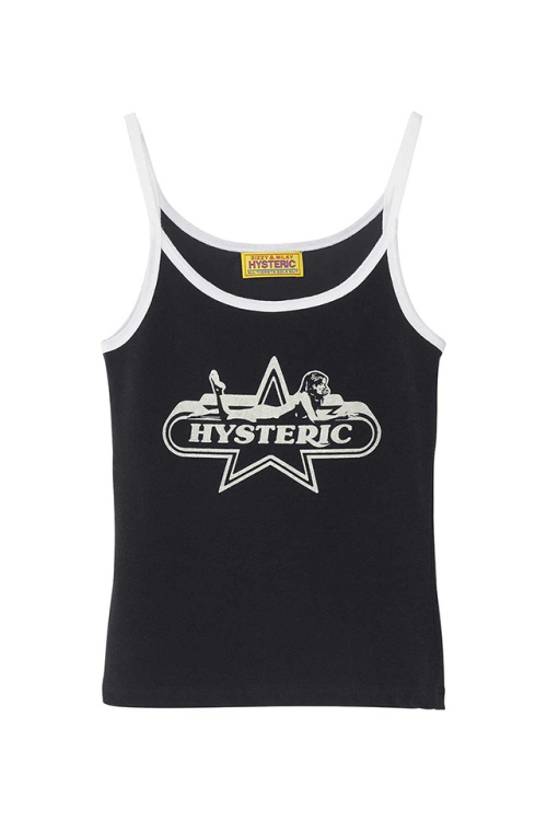 HYSTERIC GLAMOUR ヒステリックグラマー 01261CR08 STAR WOMAN キャミソール BLACK 正規通販 レディース