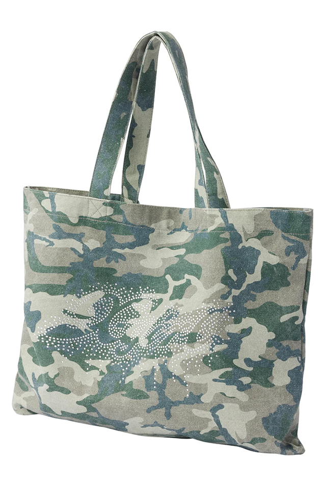 X-girl エックスガール 105263053008 RHINESTONE LOGO BIG TOTE BAG ビッグトートバッグ CAMO 正規通販 レディース