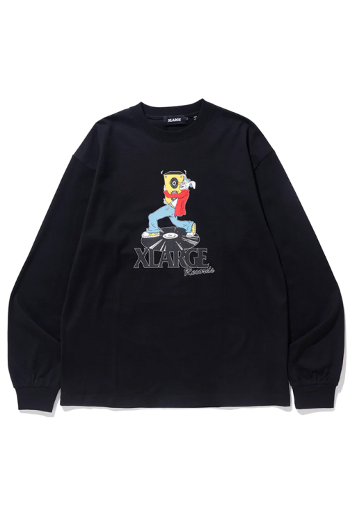 XLARGE エクストララージ 101232011029 RABBIT ON RECORD L/S TEE XLARGE ロングスリーブTシャツ BLACK 正規通販 メンズ レディース