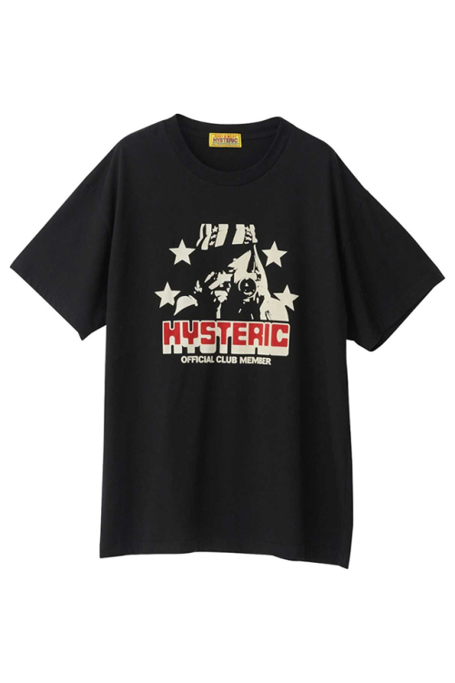 HYSTERIC GLAMOUR ヒステリックグラマー 01233CT02 CLUB MEMBER オーバーサイズTシャツ BLACK 正規通販 レディース