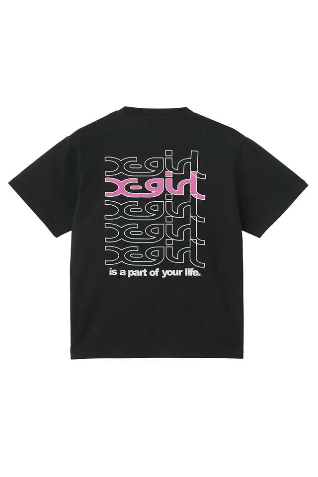 X-girl エックスガール 105252011005 REPEAT MILLS LOGO S/S TEE Tシャツ BLACK 正規通販 レディース
