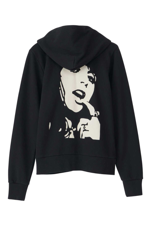 HYSTERIC GLAMOUR ヒステリックグラマー 01233CF01 TEMPTATION GIRL ショート丈パーカー BLACK 正規通販 レディース