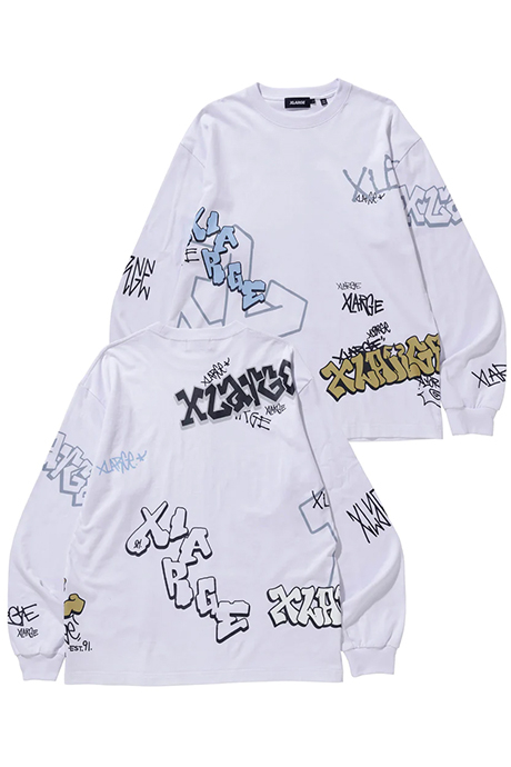 XLARGE エクストララージ 101233011020 GRAFFITI L/S TEE XLARGE ロングスリーブTシャツ WHITE 正規通販 メンズ レディース