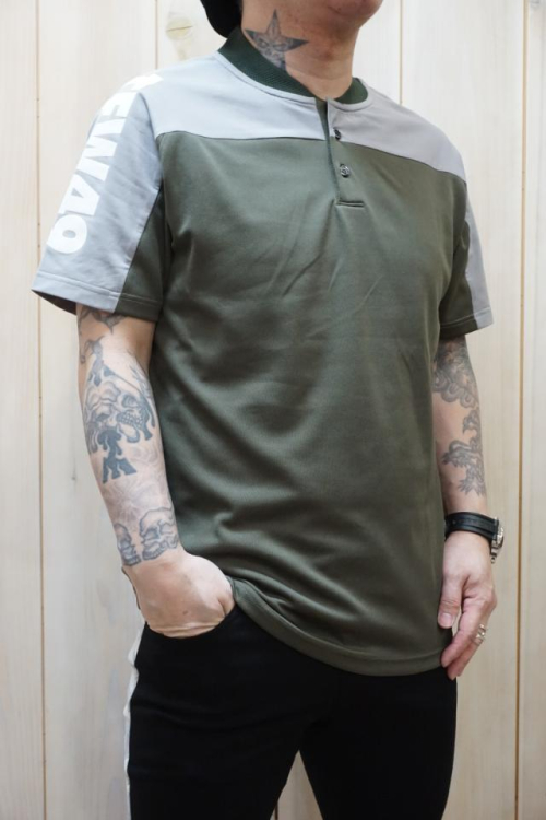 メンズ TFW49 ティーエフダブリューフォーティーナイン T102210022 COLLAR LESS POLO カラーレスポロシャツ KHAKI × GRAY 正規通販 ゴルフ