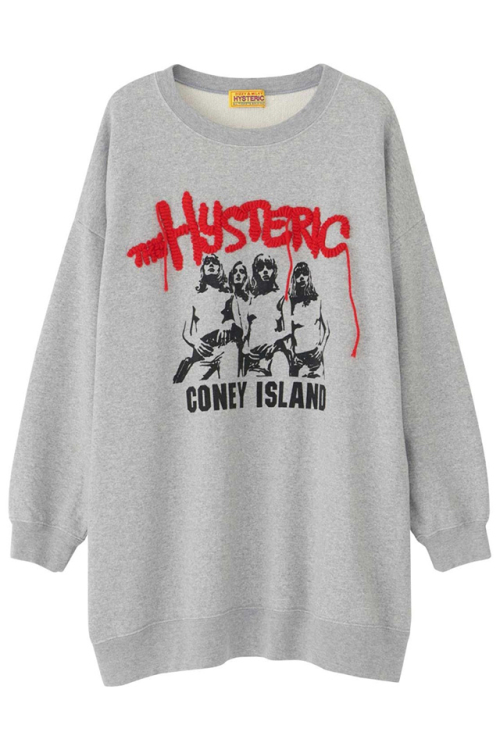 HYSTERIC GLAMOUR ヒステリックグラマー 01233CO02 CONEY ISLAND刺繍 ワンピース TOP GRAY 正規通販 レディース