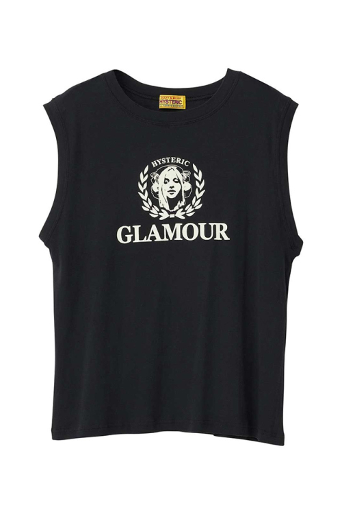 HYSTERIC GLAMOUR ヒステリックグラマー 01261CR01 HG MUSIC ACADEMY ノースリーブ BLACK 正規通販 レディース