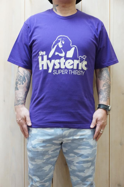 HYSTERIC GLAMOUR ヒステリックグラマー 02221CT18 SUPER THIRSTY Tシャツ PURPLE 正規通販 メンズ