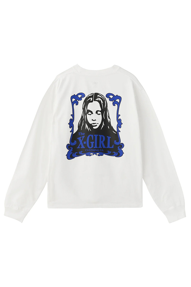 X-girl エックスガール 105253011015 ORNAMENT FACE L/S TEE Tシャツ WHITE 正規通販 レディース