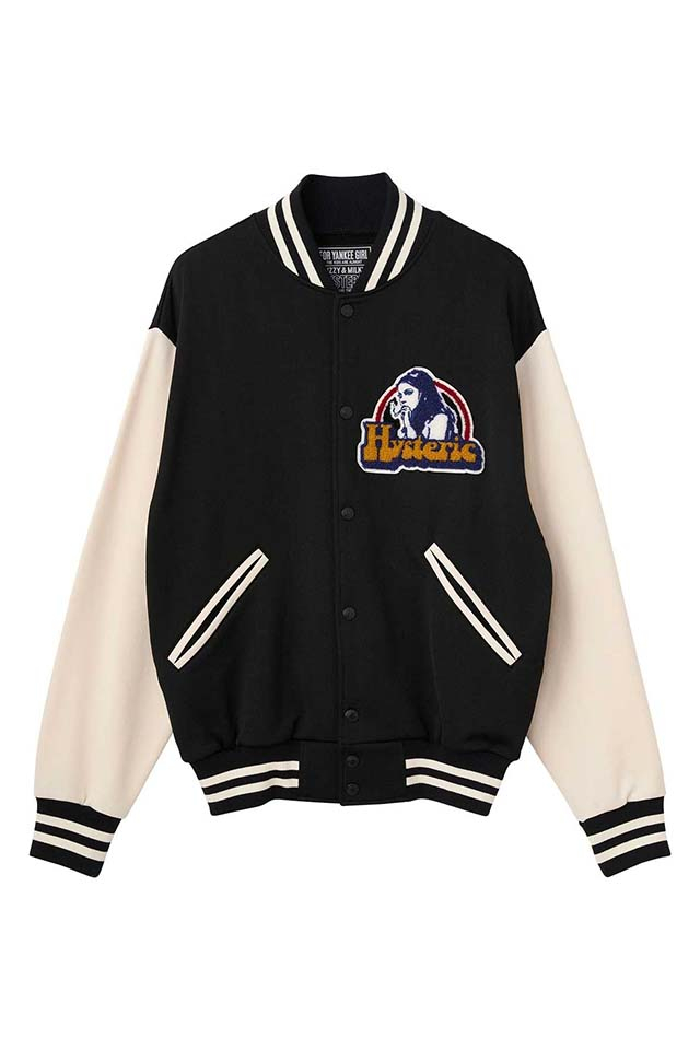 HYSTERIC GLAMOUR ヒステリックグラマー 02261CJ01 SMOKING GIRLワッペン スタジャン BLACK 正規通販 メンズ