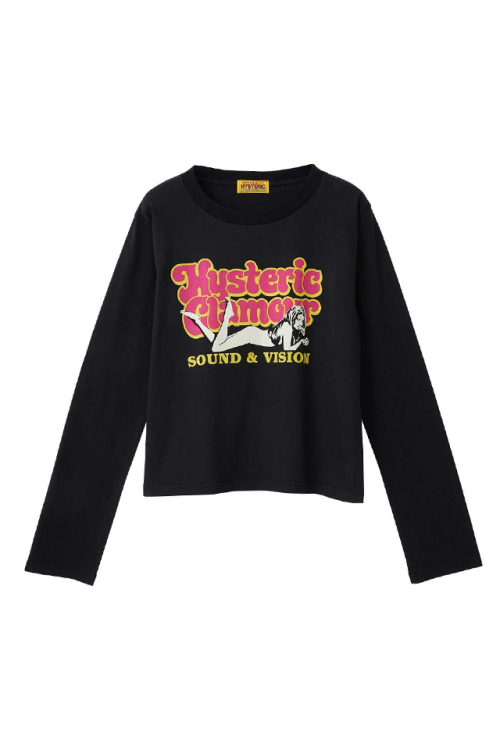 HYSTERIC GLAMOUR ヒステリックグラマー 01253CL03 SOUND&VISION Tシャツ BLACK 正規通販 レディース