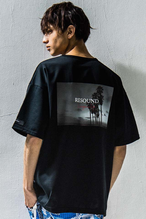 RESOUND CLOTHING  リサウンドクロージング RC24-T-004 Palm BEACH photo LOOSE TEE フォトルーズTシャツ BLACK 正規通販 メンズ