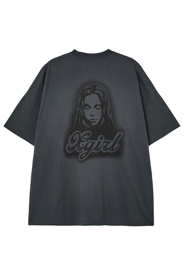 X-girl エックスガール 105262041011 SPRAY FACE S/S BIG TEE DRESS Tシャツワンピース BLACK 正規通販 レディース