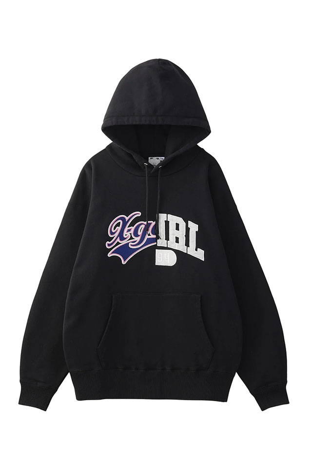 X-girl エックスガール 105253012016 MIX COLLEGE LOGO SWEAT HOODIE パーカー BLACK 正規通販 レディース