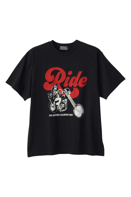 HYSTERIC GLAMOUR ヒステリックグラマー 02253CT04 RIDE A MOTORCYCLE Tシャツ BLACK 正規通販 メンズ