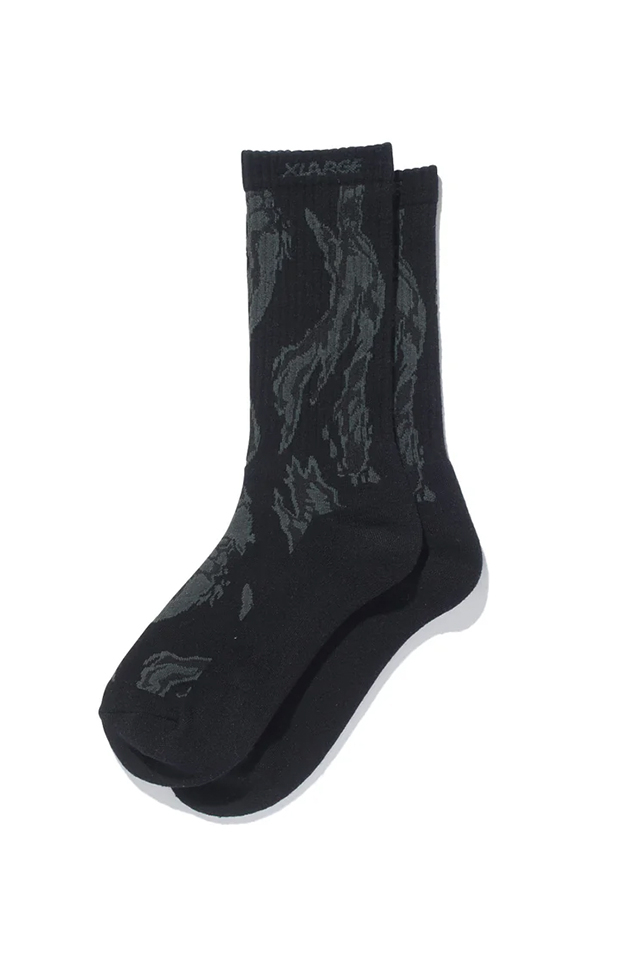 XLARGE エクストララージ 101263054001 JACQUARD CAMO SOCKS ソックス BLACK 正規通販 メンズ レディース