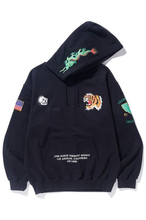 XLARGE エクストララージ 101241012014 TIGER EMBROIDERY HOODED SWEATSHIRT XLARGE パーカー BLACK 正規通販 メンズ レディース