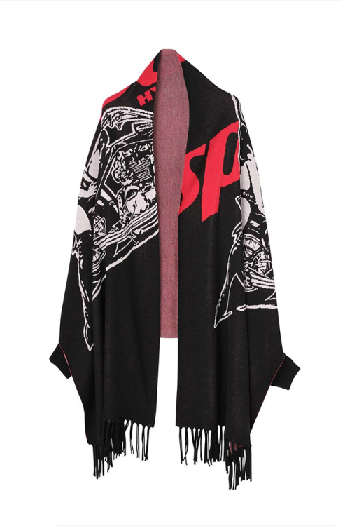 HYSTERIC GLAMOUR ヒステリックグラマー 01263ND03 SPEEDSTERジャカード ショールカーディガン BLACK 正規通販 レディース