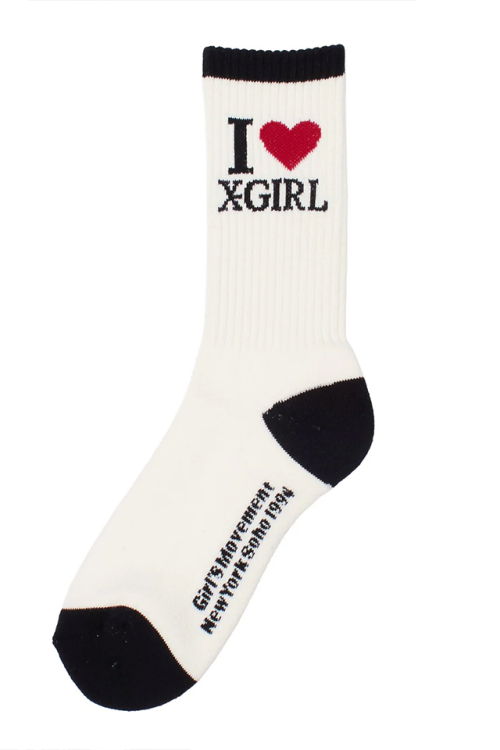 X-girl エックスガール 105262054017 I LOVE X-GIRL RIBBED SOCKS ソックス WHITE 正規通販 レディース
