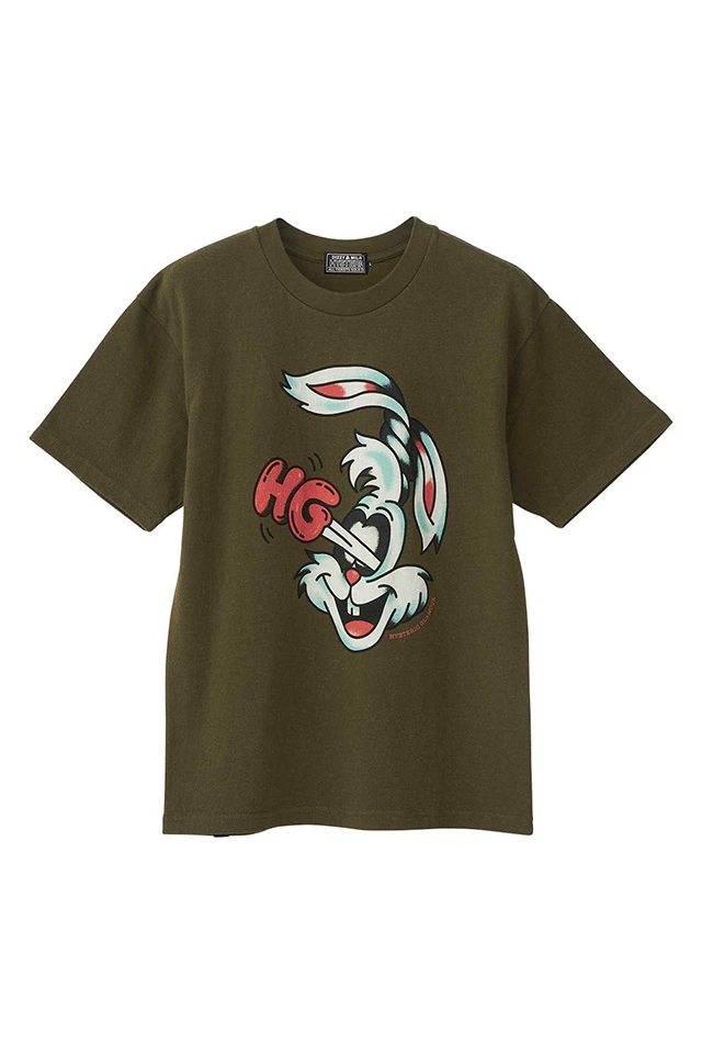 HYSTERIC GLAMOUR ヒステリックグラマー 02253CT11 HYSTERIC RABBIT Tシャツ KHAKI 正規通販 メンズ