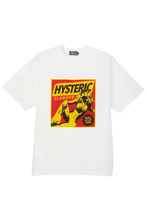 HYSTERIC GLAMOUR ヒステリックグラマー 02241CT14 TAKE YOUR TIME Tシャツ WHITE 正規通販 メンズ
