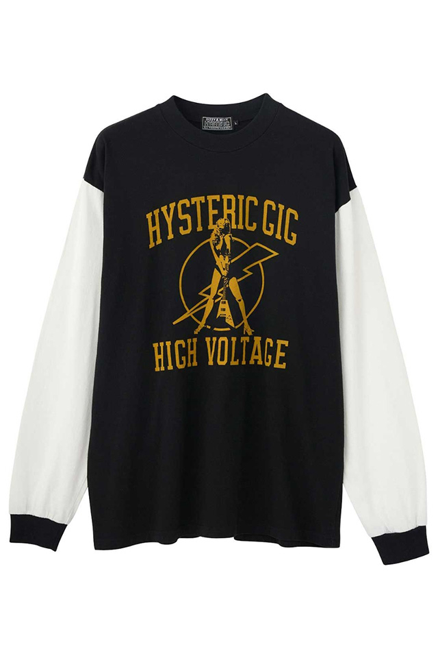 HYSTERIC GLAMOUR ヒステリックグラマー 02233CL04 HIGH VOLTAGE Tシャツ BLACK 正規通販 メンズ