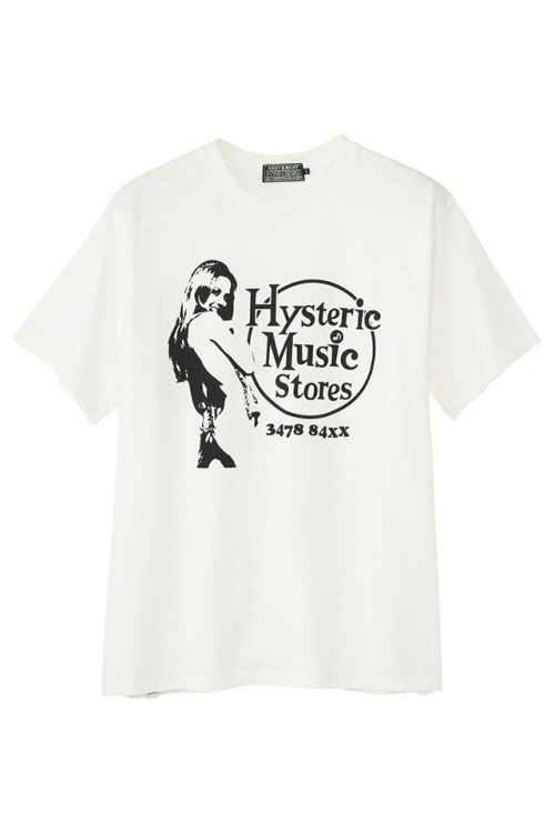 HYSTERIC GLAMOUR ヒステリックグラマー 02251CT35 MUSIC STORES Tシャツ WHITE 正規通販 メンズ