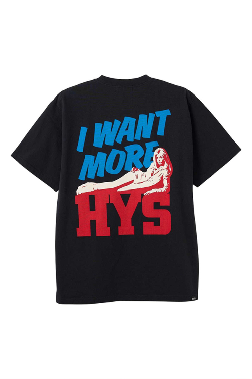 HYSTERIC GLAMOUR ヒステリックグラマー 02261CT21 I WANT MORE HYS Tシャツ BLACK 正規通販 メンズ