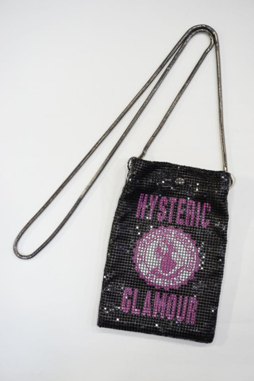 HYSTERIC GLAMOUR 01223QB06 SATISFACTION メタルメッシュサコッシュ BLACK 正規通販 レディース