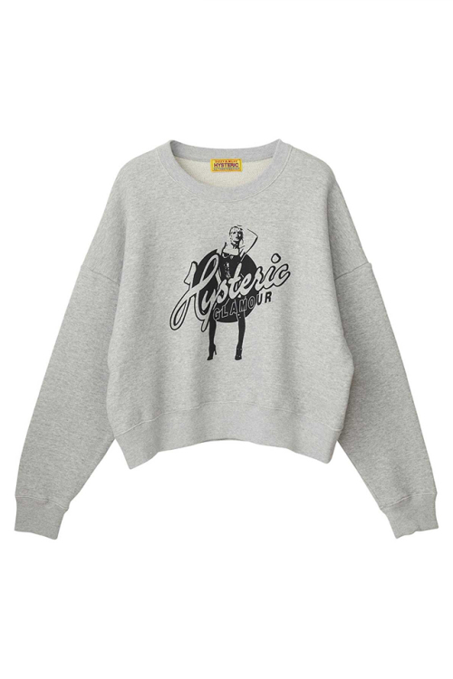 HYSTERIC GLAMOUR ヒステリックグラマー 01263CS03 HYSTERIC BLONDIE ショート丈スウェット TOP GRAY 正規通販 レディース