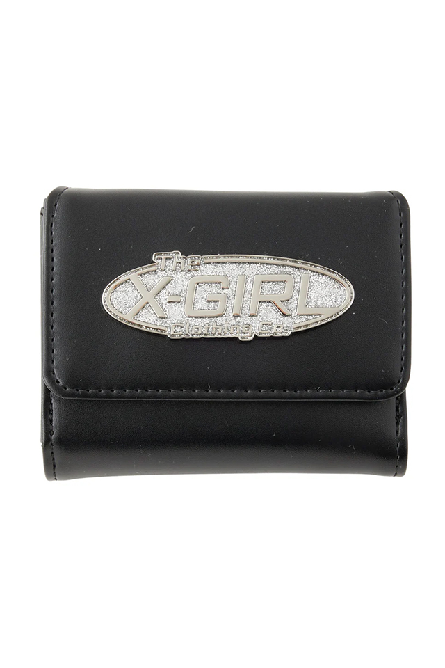 X-girl エックスガール 105253054008 SILVER GLITTER OVAL LOGO BUCKLE MINI WALLET 財布 BLACK 正規通販 レディース