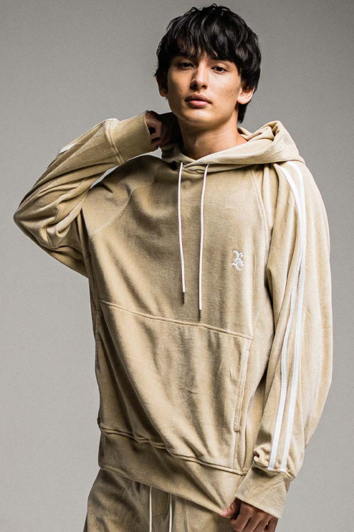 RESOUND CLOTHING RC26-C-007 VELOUR LINE loose hoodie ベロアラインルーズパーカー BEIGE 正規通販 メンズ