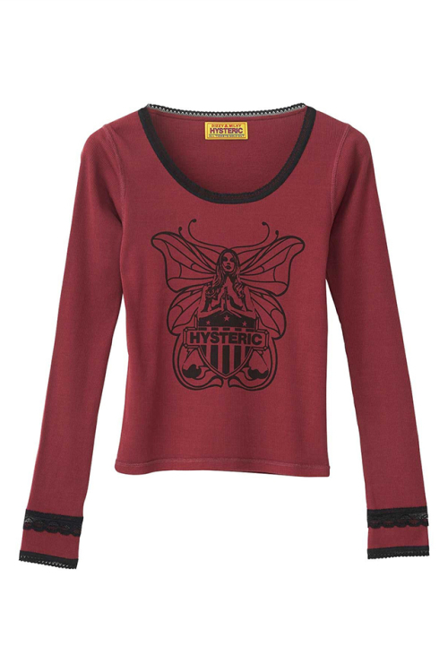 HYSTERIC GLAMOUR ヒステリックグラマー 01253CL01 LEVITATED GIRL チビTシャツ RED 正規通販 レディース