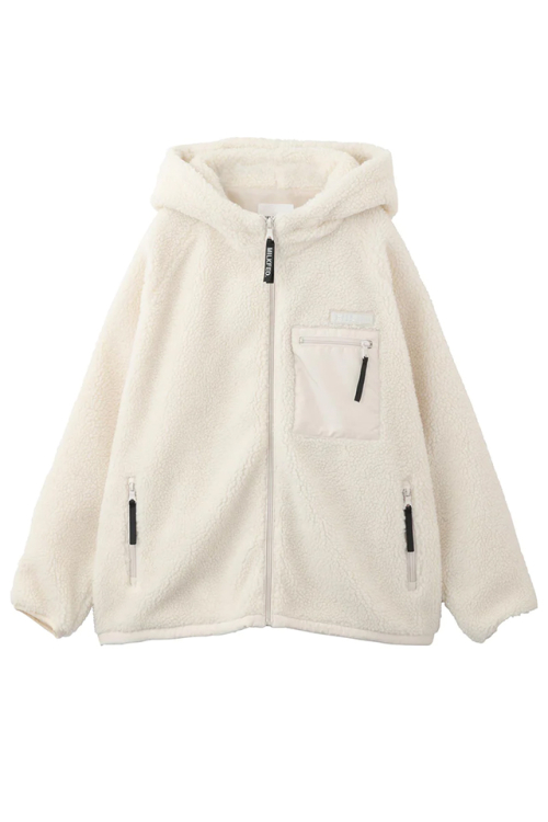 MILKFED. ミルクフェド 103233021008 BOA ZIP UP HOODED JACKET MILKFED. ボアジップパーカー OFF WHITE 正規通販 レディース